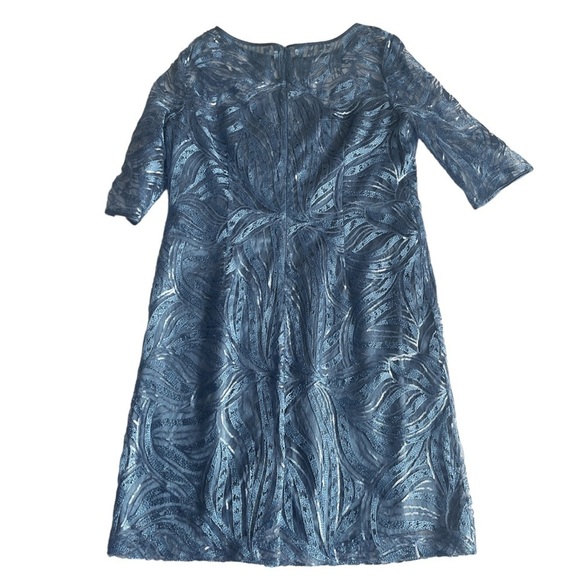 Tahari ASL Periwinkle Blue Sequin Lace Overlay Cocktail Dress Women's 16 - Picture 10 of 14